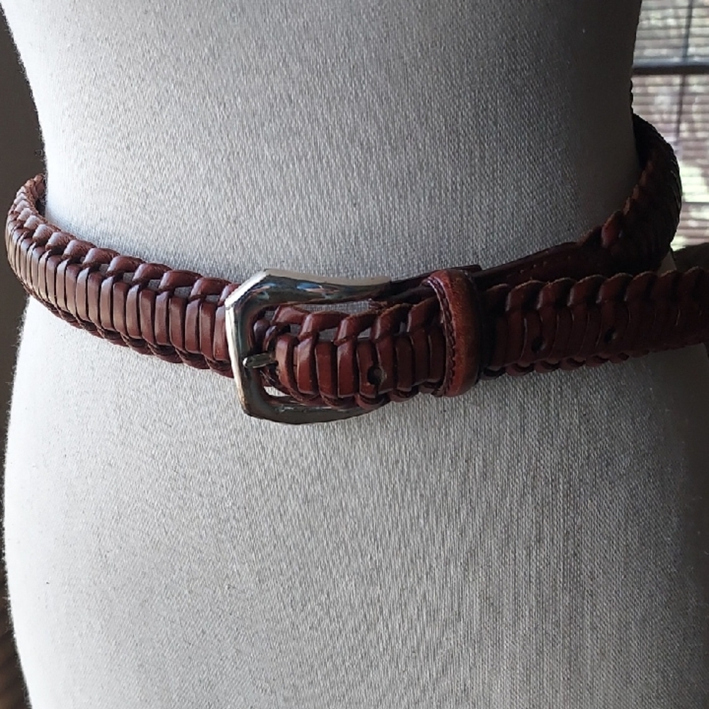 Brighton Brown Braided Leather Belt with Metal Buckle